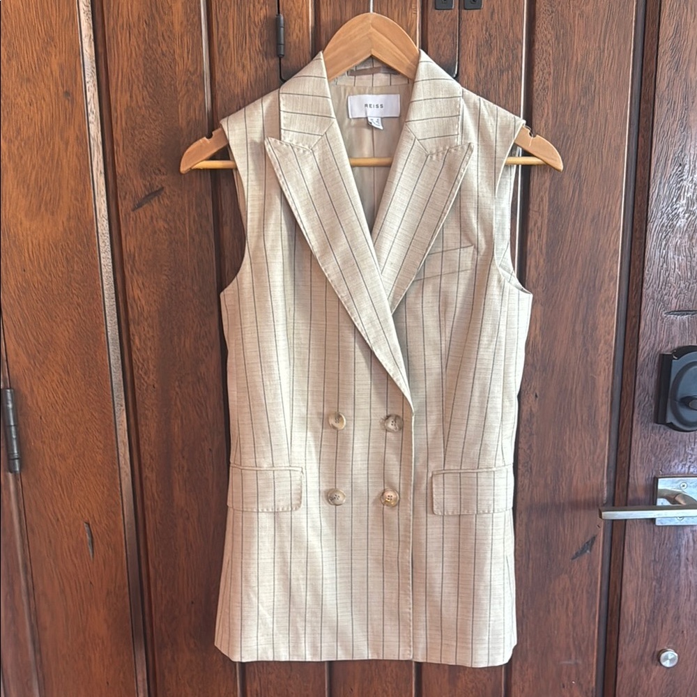 REISS Pinstripe Sleeveless Blazer Vest, size 2